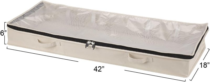 Household Essentials Cotton Canvas Under Bed Clothing and Linen Storage Bag | Natural - Image 2