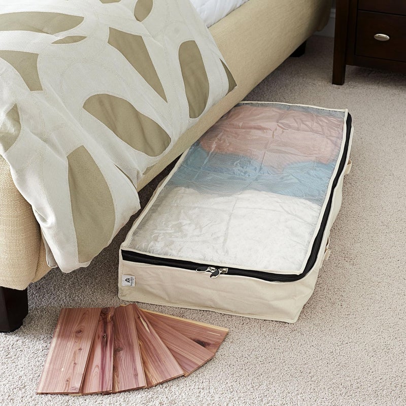 Household Essentials Cotton Canvas Under Bed Clothing and Linen Storage Bag | Natural - Image 3