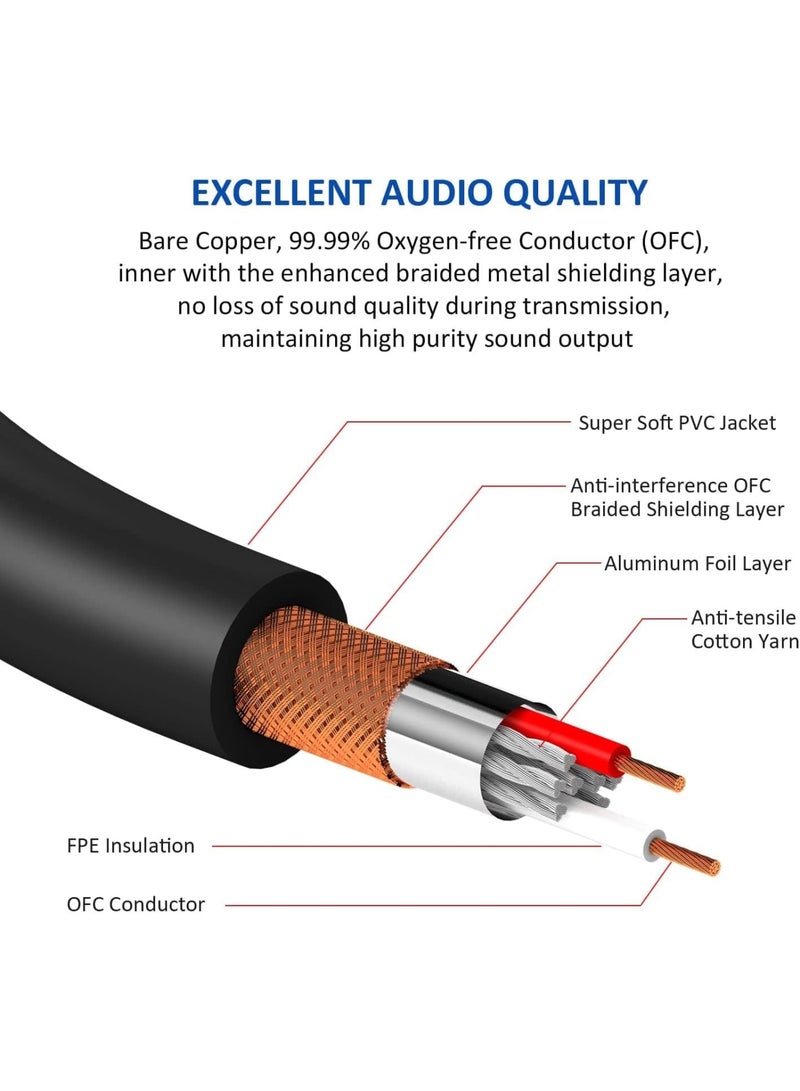 Excefore 6.35mm 1/4 Inch to XLR Microphone Cable - Mono Male to Female Audio Y Splitter Patch Cord - 3-Pin XLR to Dual TS Male Converter Adapter - 3 Feet - Image 4