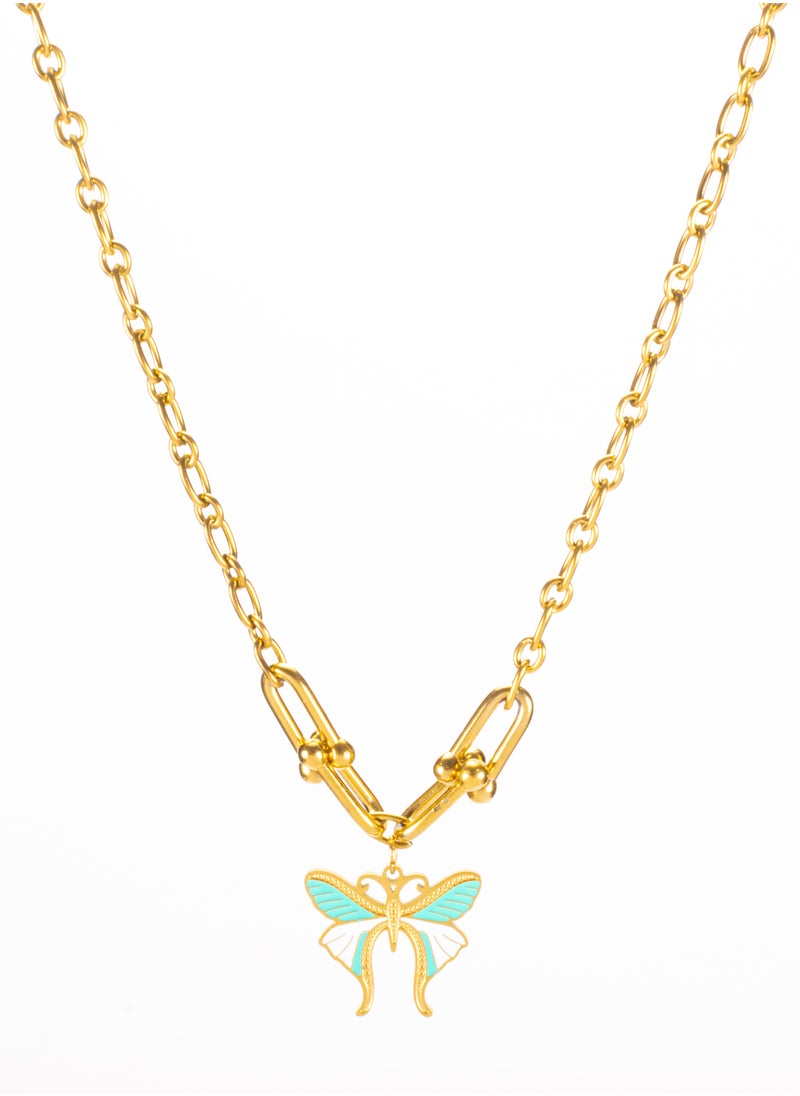 The Black Pearl Accessories - Colorful Butterfly Stainless Steel Golden Pendant Necklace - Image 1
