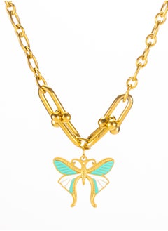 Colorful Butterfly Stainless Steel Golden Pendant Necklace