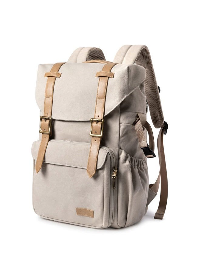 BAGSMART - Camera Backpack, DSLR Camera Bag, Waterproof Camera Bag Backpack for Photographers, Fit up to 15" Laptop with Rain Cover and Tripod Holder, Ivory White - Image 1