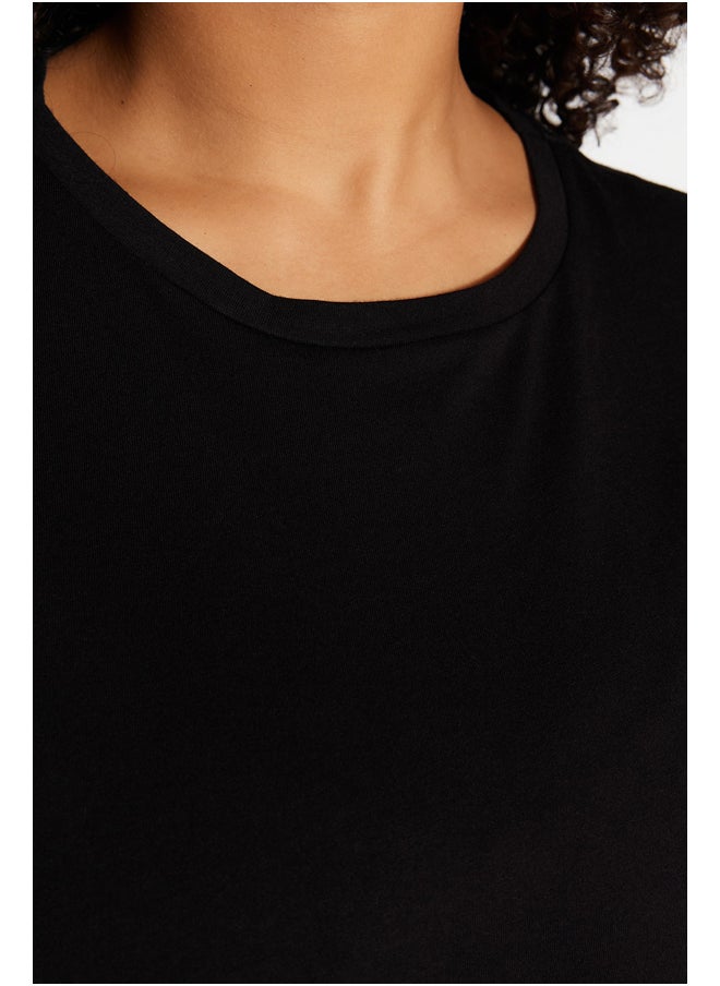 trendyol - Black Basic Crew Neck Knitted T-Shirt TBBSS22TS0733 - Image 1