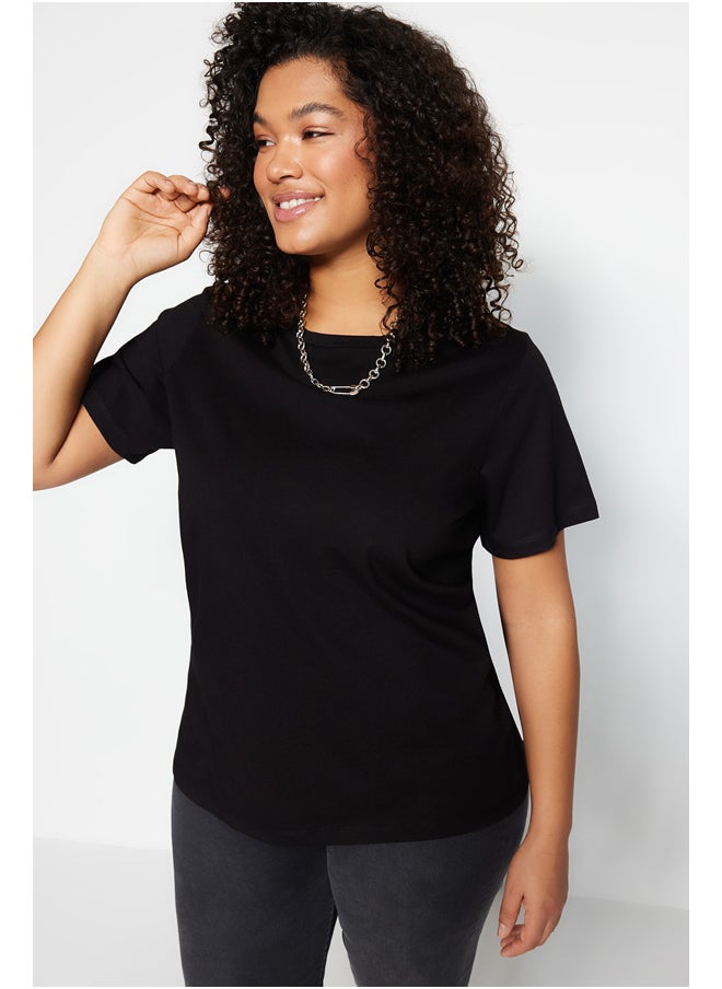 trendyol - Black Basic Crew Neck Knitted T-Shirt TBBSS22TS0733 - Image 1
