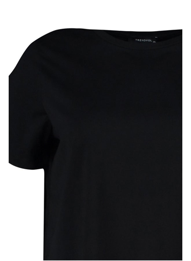 trendyol - Black Basic Crew Neck Knitted T-Shirt TBBSS22TS0733 - Image 1