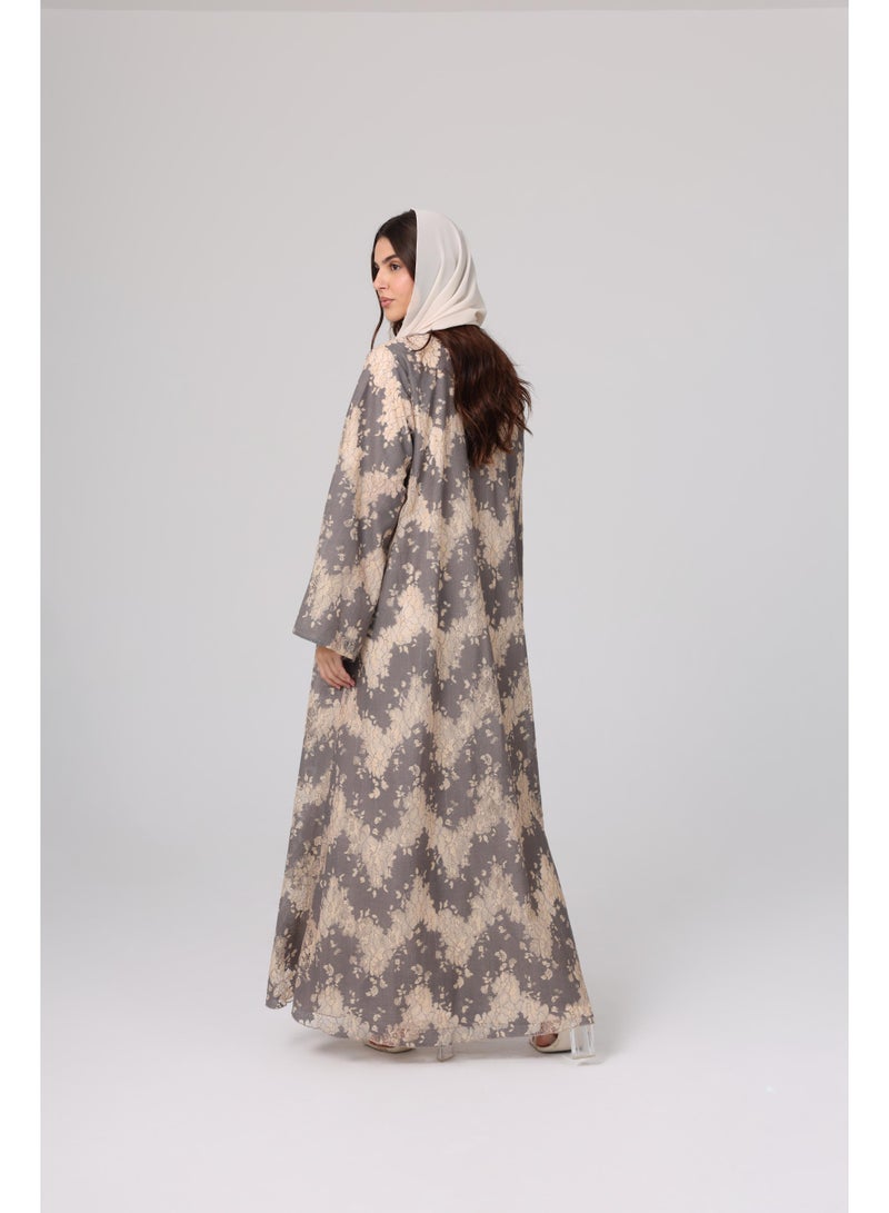 اكسا عباية واسعة بنقوش الزهور - Image 3