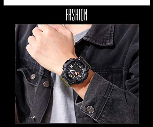 V2A Resin Military Green Analog Digital Sport Watches For Men And Boys (Black Dial Green Colored Strap), Black Band - Image 5