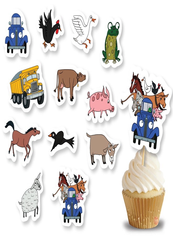PartyKandy Farm Animal Birthday Party Decorations with Blue Truck (42 Pieces) Birthday Party Banner Cake Topper Cupcake Toppers and Hanging Swirls - Image 4