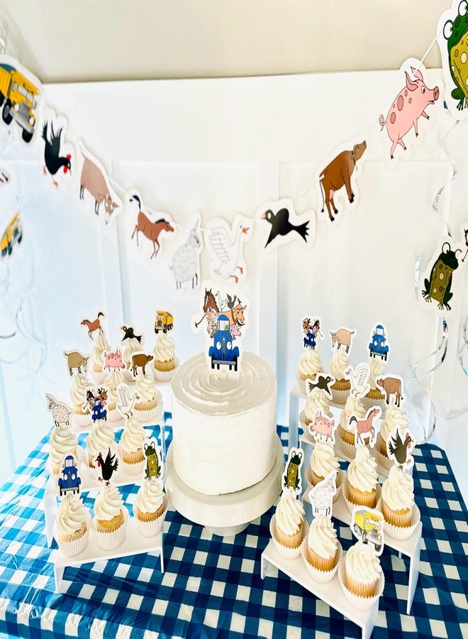 PartyKandy Farm Animal Birthday Party Decorations with Blue Truck (42 Pieces) Birthday Party Banner Cake Topper Cupcake Toppers and Hanging Swirls - Image 3
