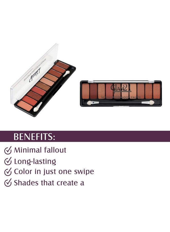 Glam 21 Glam21 Shades Of Trend Eyeshadow Palette ; 10 Highly Pigmented Shades ;Smudge Free & Longlasting ; 13.5Gm Shade 02 - Image 4
