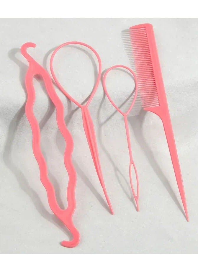 4 قطع طقم أدوات لتصفيف وتسريح وتجعيد الشعر بلون أسود - Image 1