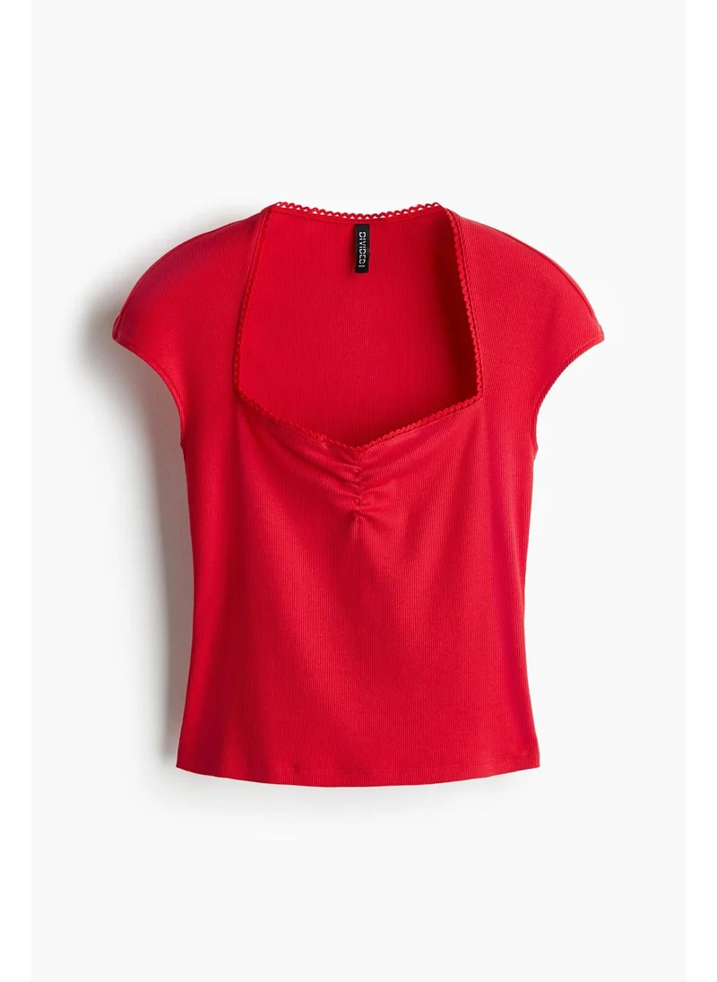 اتش اند ام Ribbed sweetheart-neck top
