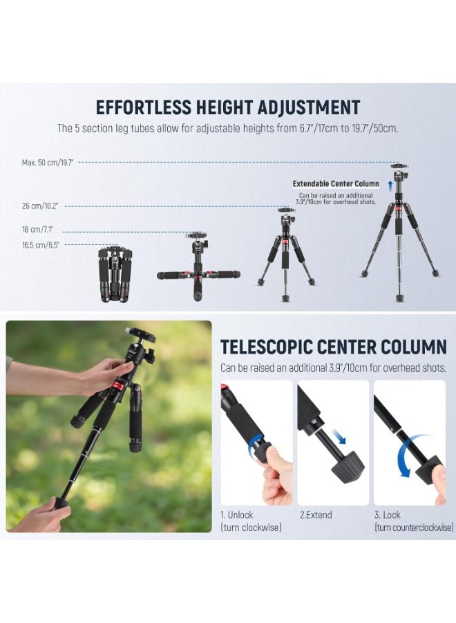 Neewer Portable Desktop Mini Tripod Aluminum Alloy 20''/ 50cm Desk Tripod with 360 Degree Ball Head, 1/4 inch Quick Shoe Plate for DSLR Camera Video Camcorder, Load up to 11 pounds/5 kilograms - Image 4