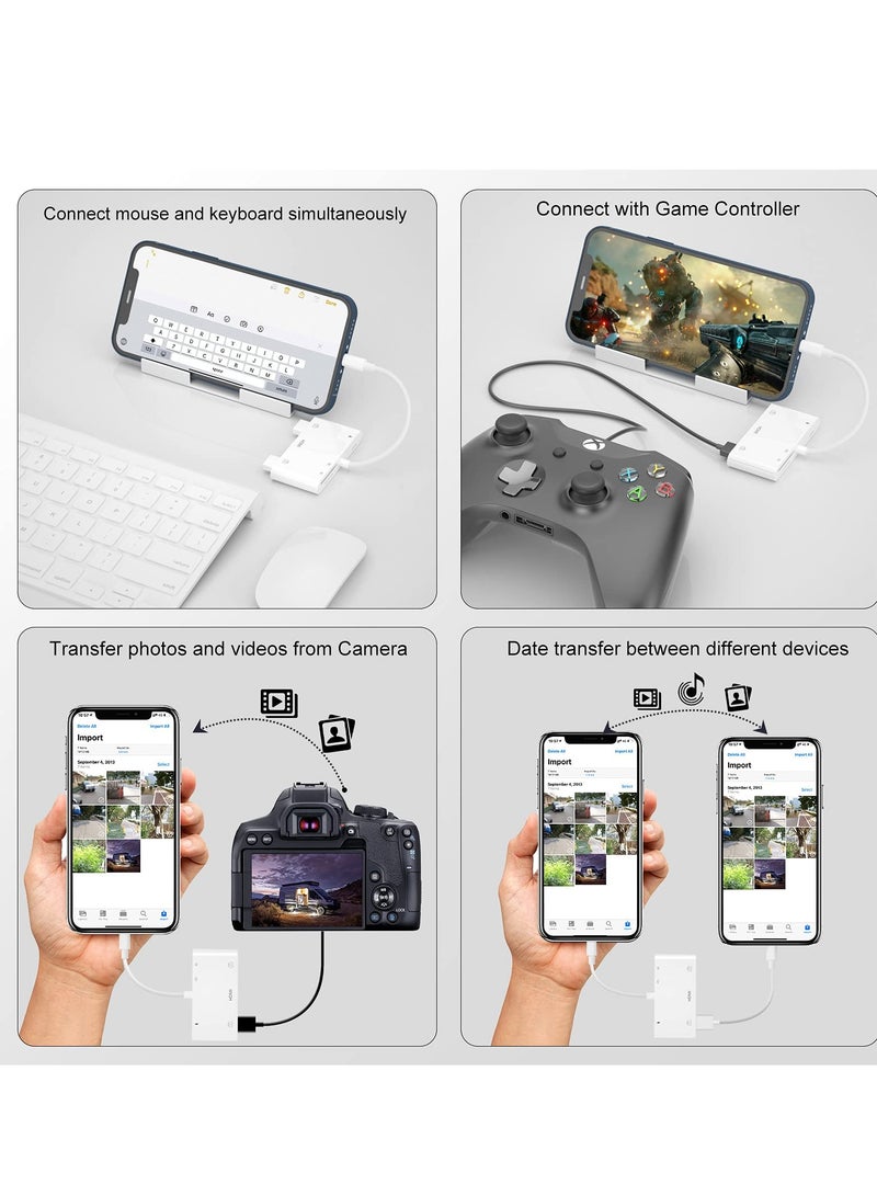 محوّل HDMI OTG، موزع HDMI USB، محوّل رقمي AV من Lightning إلى HDMI 6 في 1، قارئ بطاقة TF SD، محوّل كاميرا USB، متوافق مع توصيل الطاقة مع الهاتف والباد، يدعم لوحة مفاتيح MIDI، جهاز عرض - Image 4