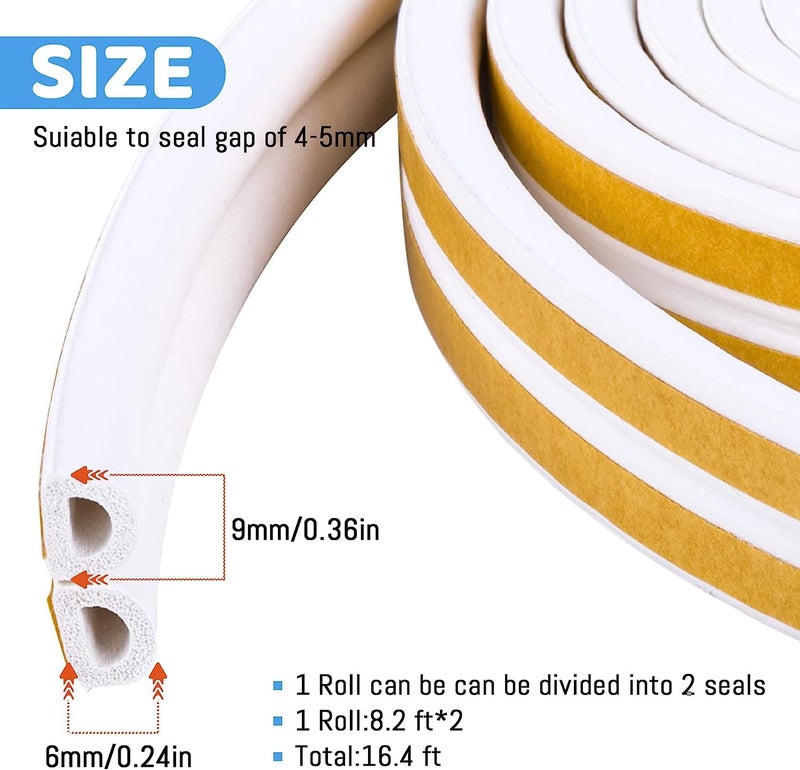 Royalkart Door/Window Seal Tape for Perimeter | EPDM D Shape Soundproof & Weatherproof Strip Gap Sealing Adhesive Tape (2 * 2.5=5metre) - Image 3