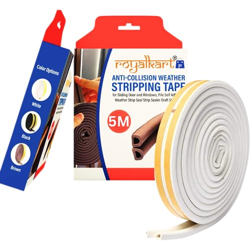 Royalkart Door/Window Seal Tape for Perimeter | EPDM D Shape Soundproof & Weatherproof Strip Gap Sealing Adhesive Tape (2 * 2.5=5metre) - Image 1