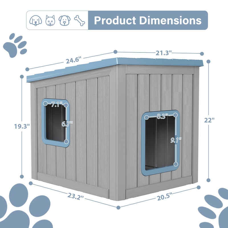 LHBcraft Outdoor Cat House Weatherproof, Clawsable Cat Houses for Outdoor Indoor Cats, Feral Cat House Shelter, Resin Insulated Material, Emergency Exit Easy to Clean and Install, Blue - Image 5