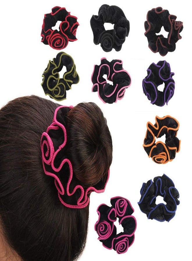 LOVEF 10 Pcs Premium Korean Velvet Scrunchies, Bands, Ties, and Ropes for Women or Girls Hair Accessories - Image 2