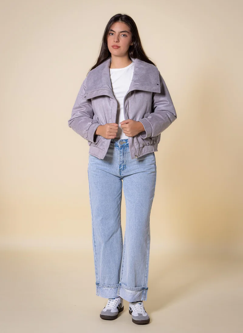 Shapes Grey DETAIL CROPPED JACKET for Women | Best Price UAE