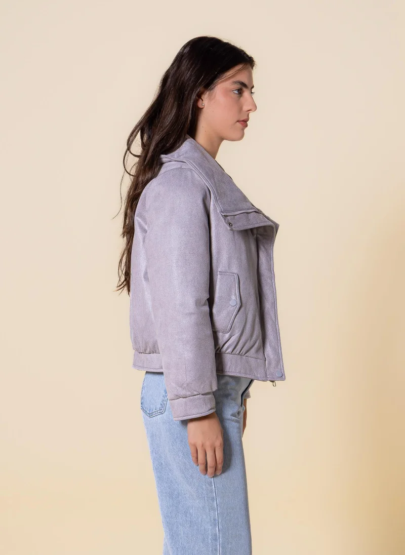 Shapes Grey DETAIL CROPPED JACKET for Women | Best Price UAE