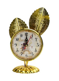 Clock with Gold Leaves Design Small Analog Table Desk Clock With Leaves Design Decorative Table Clock With A Stand For Living Room Decor Clock Desktop Crafts Antique Clock Gold