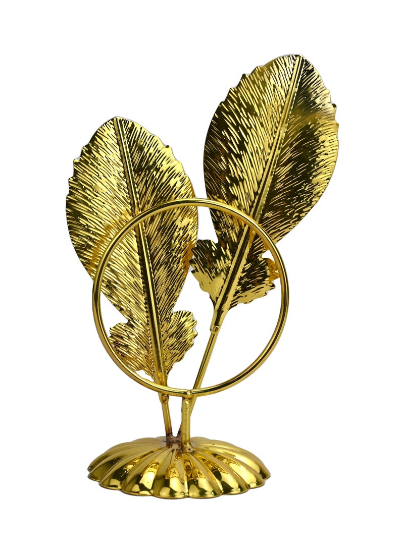 Generic - Clock with Gold Leaves Design Small Analog Table Desk Clock With Leaves Design Decorative Table Clock With A Stand For Living Room Decor Clock Desktop Crafts Antique Clock Gold - Image 1