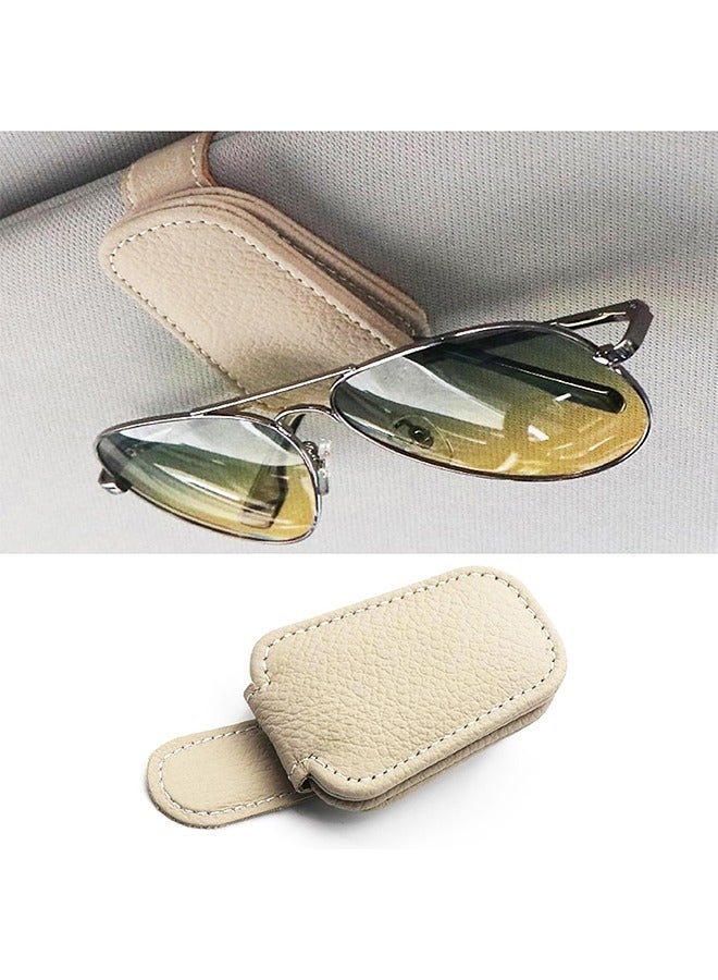 Sunglasses holder for car sun visor, magnetic leather glasses holder - Image 1