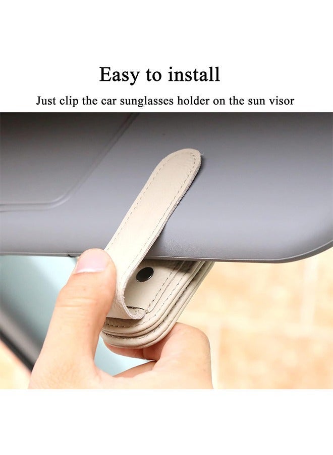 Sunglasses holder for car sun visor, magnetic leather glasses holder - Image 2