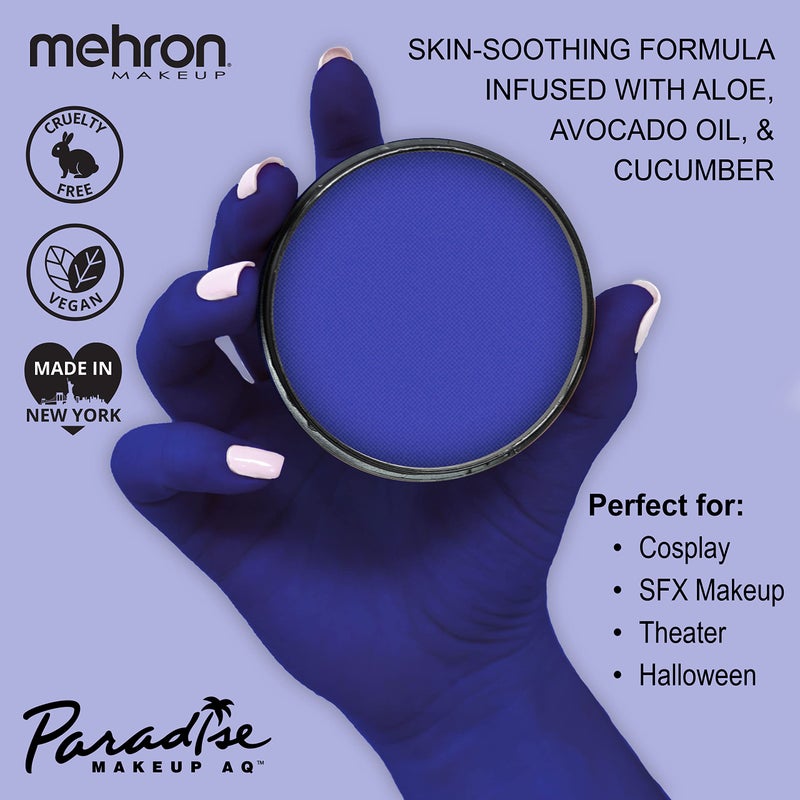 Mehron Makeup Paradise Makeup AQ Pro Size | Stage & Screen Performance, Face & Body Painting, Beauty, Cosplay, and Halloween | Water Activated Face Paint, Body Paint 1.4 oz (40 g) - Dark Blue - Image 2