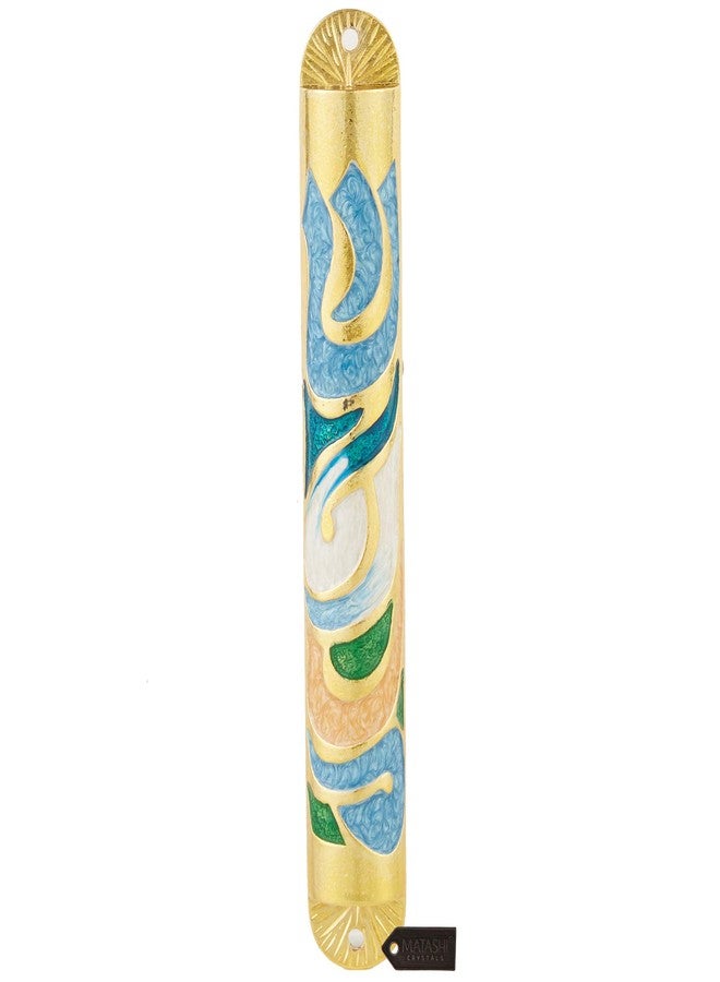 Matashi Gold Hand Painted Enamel 6 inch Mezuzah Embellished with Hebrew Shin Home Door Wall Decor Home Décor Jewish Holiday Housewarming Present House Blessing Gift for Holiday Festival - Image 1