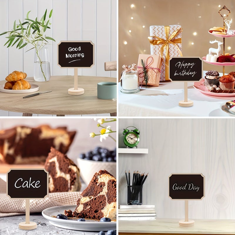 Mini Rectangle Chalkboard Signs 5pcs With Stand Wood Black Board Decor For Wedding Birthday Parties Table Numbers Food Cheese Label Decorations - Image 3