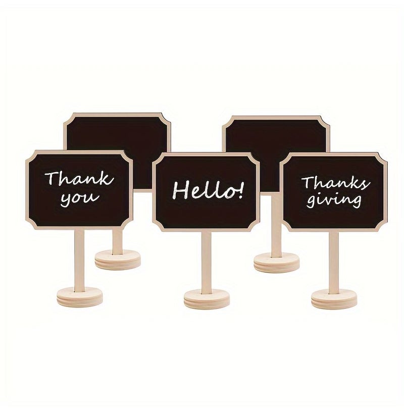 Mini Rectangle Chalkboard Signs 5pcs With Stand Wood Black Board Decor For Wedding Birthday Parties Table Numbers Food Cheese Label Decorations - Image 1
