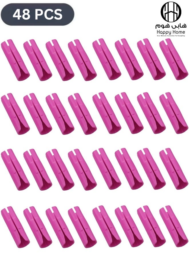 هابي هوم 48 قطع من مشابك ملاءات السرير ومثبتات المراتب ومثبتات الأريكة وأشرطة تثبيت مقاومة للانزلاق للحفاظ على ملاءات السرير محكمة (فوشيا) - Image 1