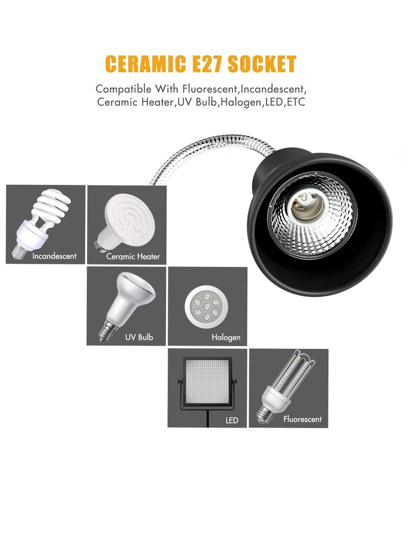 SYOSI - Tortoise Heat Lamp, 25W Heat Spotlight Bulb with Holder, UVA UVB Basking Lamp with 360° Rotatable Clip & Power Adapter, Heating Light for Reptiles, Lizard, Turtle Snak Aquarium - Image 1