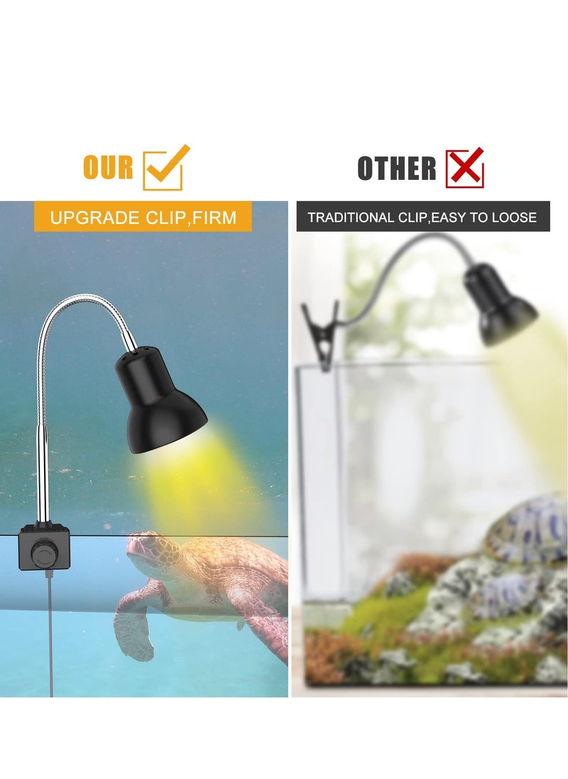 SYOSI - Tortoise Heat Lamp, 25W Heat Spotlight Bulb with Holder, UVA UVB Basking Lamp with 360° Rotatable Clip & Power Adapter, Heating Light for Reptiles, Lizard, Turtle Snak Aquarium - Image 1