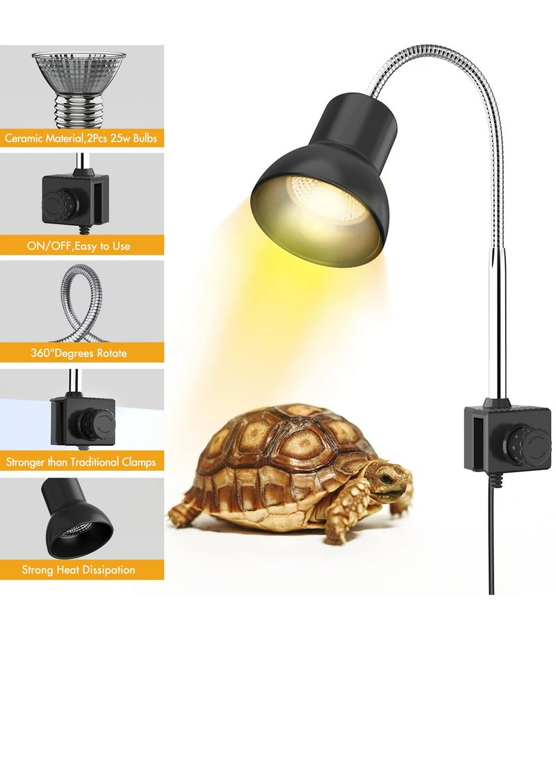 SYOSI - Tortoise Heat Lamp, 25W Heat Spotlight Bulb with Holder, UVA UVB Basking Lamp with 360° Rotatable Clip & Power Adapter, Heating Light for Reptiles, Lizard, Turtle Snak Aquarium - Image 1