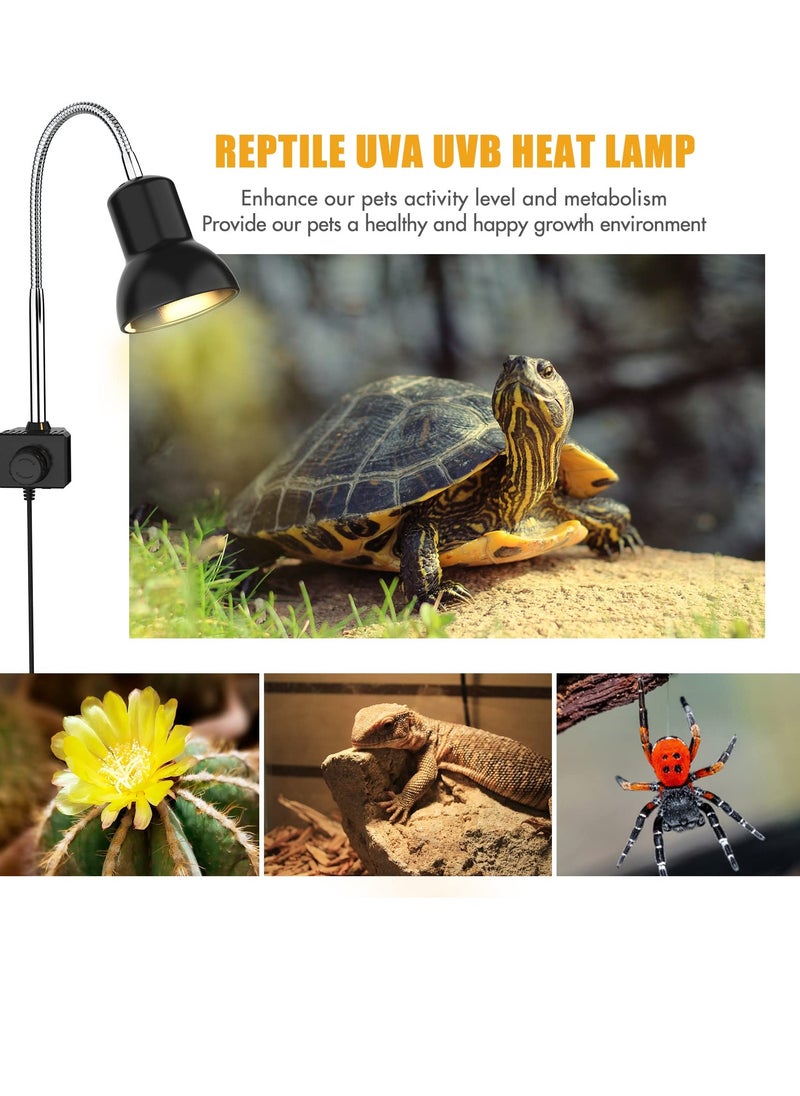 SYOSI - Tortoise Heat Lamp, 25W Heat Spotlight Bulb with Holder, UVA UVB Basking Lamp with 360° Rotatable Clip & Power Adapter, Heating Light for Reptiles, Lizard, Turtle Snak Aquarium - Image 1