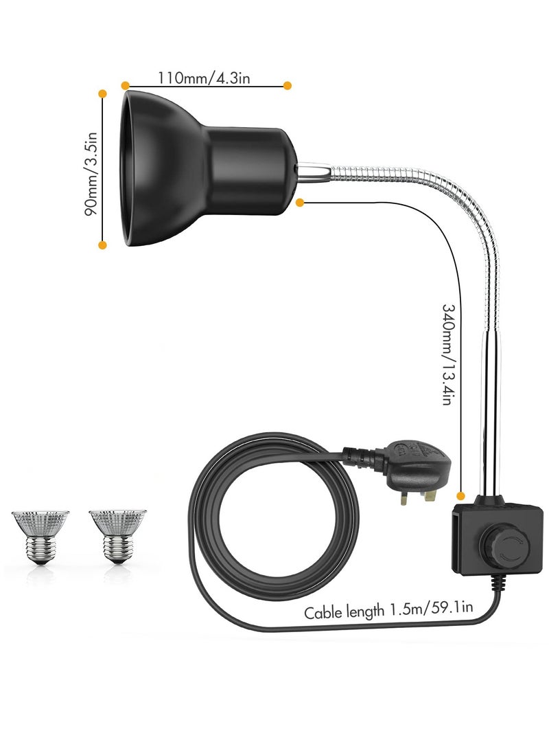 SYOSI - Tortoise Heat Lamp, 25W Heat Spotlight Bulb with Holder, UVA UVB Basking Lamp with 360° Rotatable Clip & Power Adapter, Heating Light for Reptiles, Lizard, Turtle Snak Aquarium - Image 1