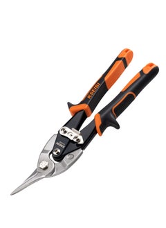 Aviation Snips Left, 10" 250MM, CR-V Steel Heavy Duty Tin Snips with Visible Cutting Length, Comfort Grips, for Cutting Metal Sheet, Aluminum, Wire Mesh, Leather, Copper, Plastic, Plumbing and Pipe Fitting.