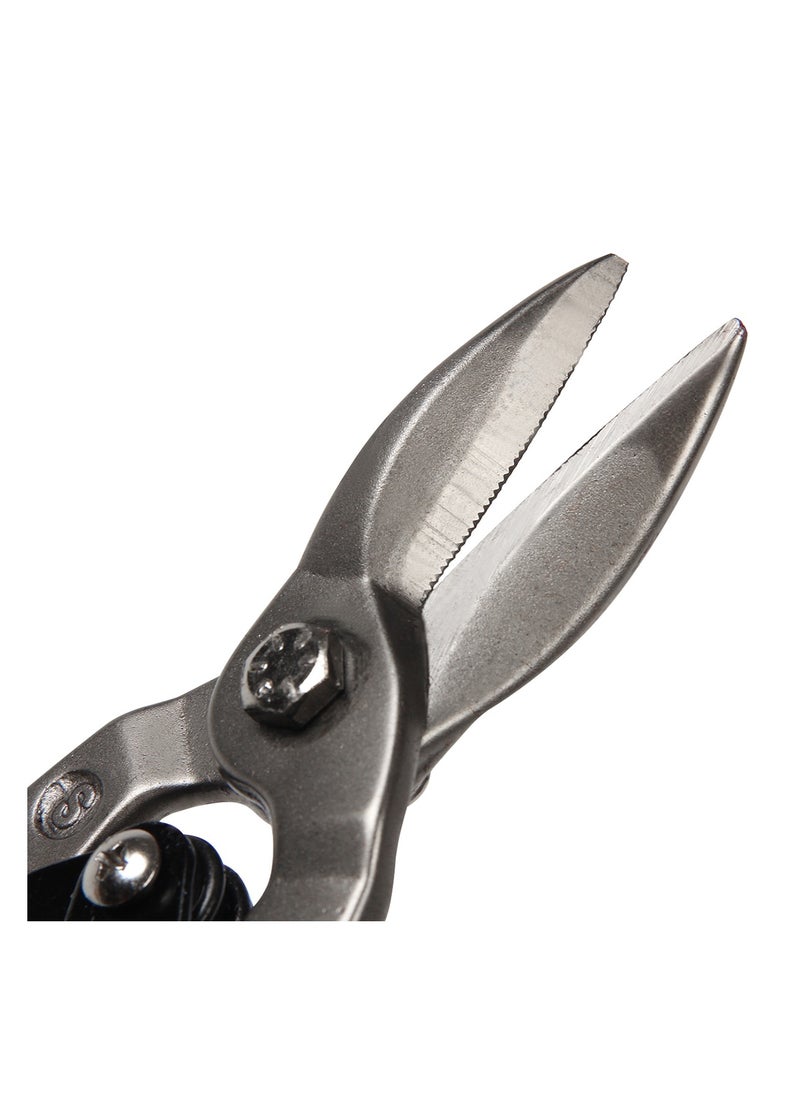 KSEIBI - Aviation Snips Left, 10" 250MM, CR-V Steel Heavy Duty Tin Snips with Visible Cutting Length, Comfort Grips, for Cutting Metal Sheet, Aluminum, Wire Mesh, Leather, Copper, Plastic, Plumbing and Pipe Fitting. - Image 1