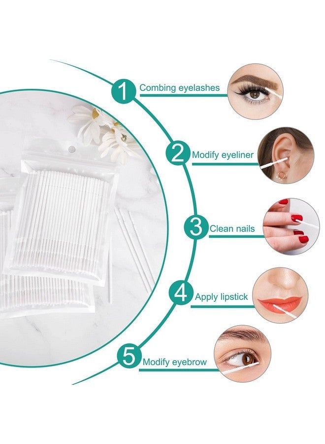 Dming 200Pcs Micro Applicators Brushes Mini Cotton Swabs Remove Grafted Eyelash Glue Dedicated Brush Disposable Microswabs For Eyelash Extensions Make Up And Lash Clean And Personal Care (White 1) - Image 4