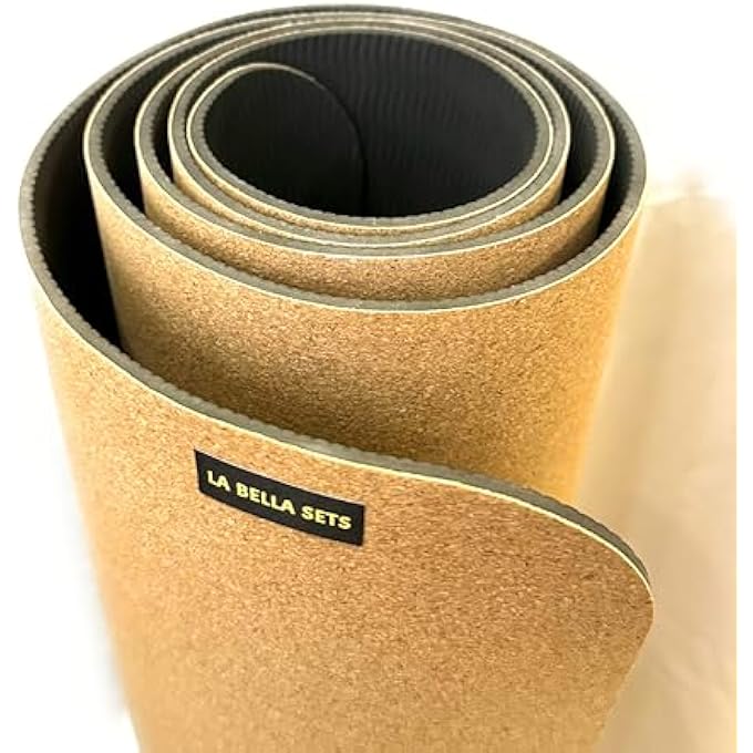 La Bella Sets Premium Cork Yoga Mat With Black Bag - Sustainable Eco Friendly Non-Toxic Double-Sided With Rubber Base Lightweight Non-Slip Hygenic Gym Home Exercise Yoga Pillates Mat Large Size (183 Cm X 61 Cm) - Image 3