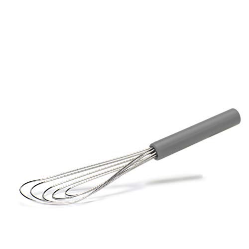 Jell-Cell Flat Whisk Silicone Handle Non Slip 10" - 5 Wires Whisk with 10 Heads for Kitchen Cooking by Jell-Cell (Grey) - Image 3