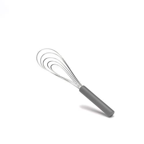 Jell-Cell Flat Whisk Silicone Handle Non Slip 10" - 5 Wires Whisk with 10 Heads for Kitchen Cooking by Jell-Cell (Grey) - Image 2
