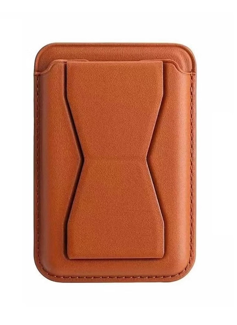 ELTRAZONE Mag Safe Leather Bracket Clip Stand Card Holder – Premium Magnetic Leather Wallet with Foldable Phone Stand | Slim and Lightweight Design for Easy Pocket Carry | Secure Magnetic Attachment for MagSafe-Compatible Smartphones | Ideal for Holding Cards, Cash, and Hands-Free Viewing Anywhere - Image 1