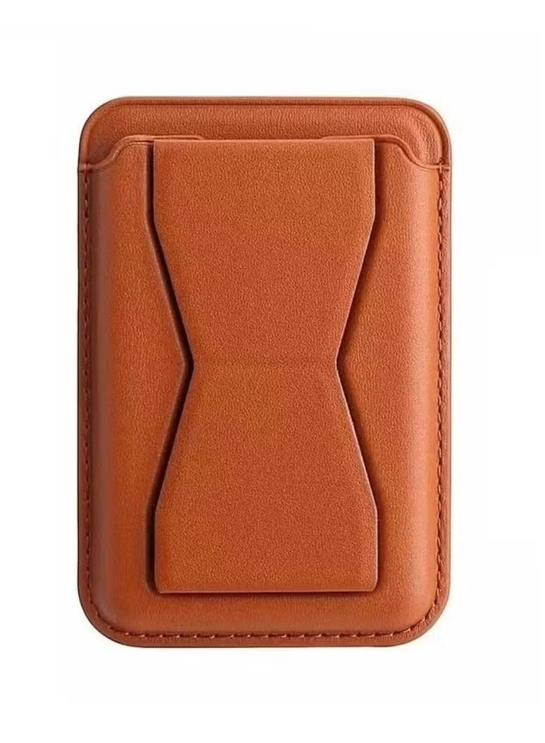 ELTRAZONE Mag Safe Leather Bracket Clip Stand Card Holder – Premium Magnetic Leather Wallet with Foldable Phone Stand | Slim and Lightweight Design for Easy Pocket Carry | Secure Magnetic Attachment for MagSafe-Compatible Smartphones | Ideal for Holding Cards, Cash, and Hands-Free Viewing Anywhere - Image 3