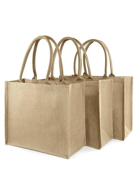 EcoChic Jute Tote Bags | Pack of 3 | Durable, Stylish & Reusable