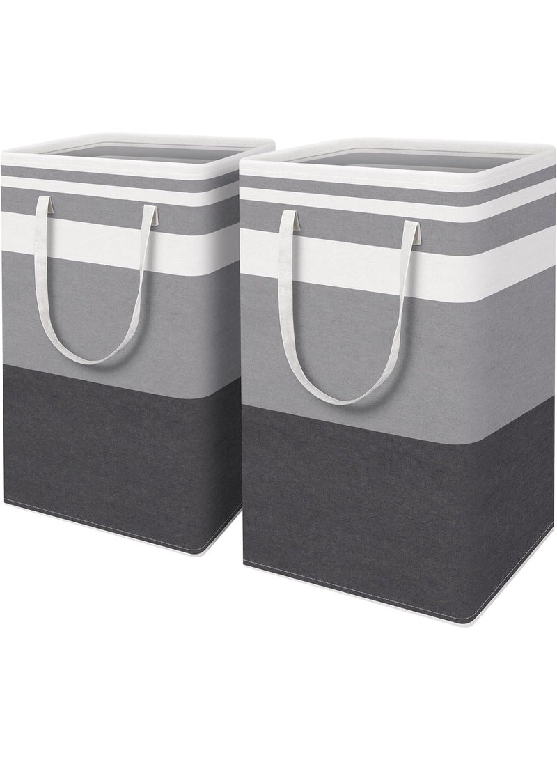 Bukela 2-Pack Large Laundry Basket, Waterproof, Freestanding Laundry Hamper, Collapsible Tall Clothes Hamper with Extended Handles for Clothes Toys in the Dorm and Family Gradient Grey, 88L - Image 1
