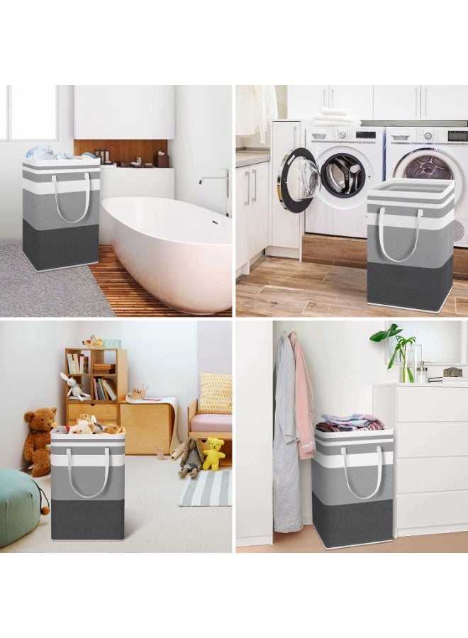 Bukela 2-Pack Large Laundry Basket, Waterproof, Freestanding Laundry Hamper, Collapsible Tall Clothes Hamper with Extended Handles for Clothes Toys in the Dorm and Family Gradient Grey, 88L - Image 2