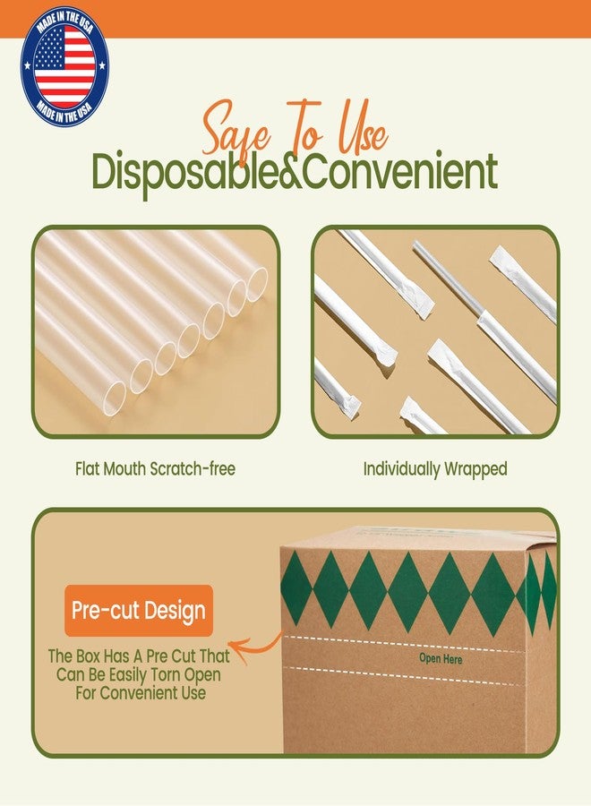 ACSTEP Plastic Straws [500 Pcs-7.8" Long] Individually Wrapped Clear Disposable Drinking Straws - Made in USA - Straight Long Straws for Party, 0.23'' Diameter - Image 4